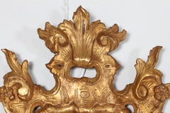 European Rococo Giltwood Mirror with Openwork Ornaments + Old Mirror Glass 1800s
