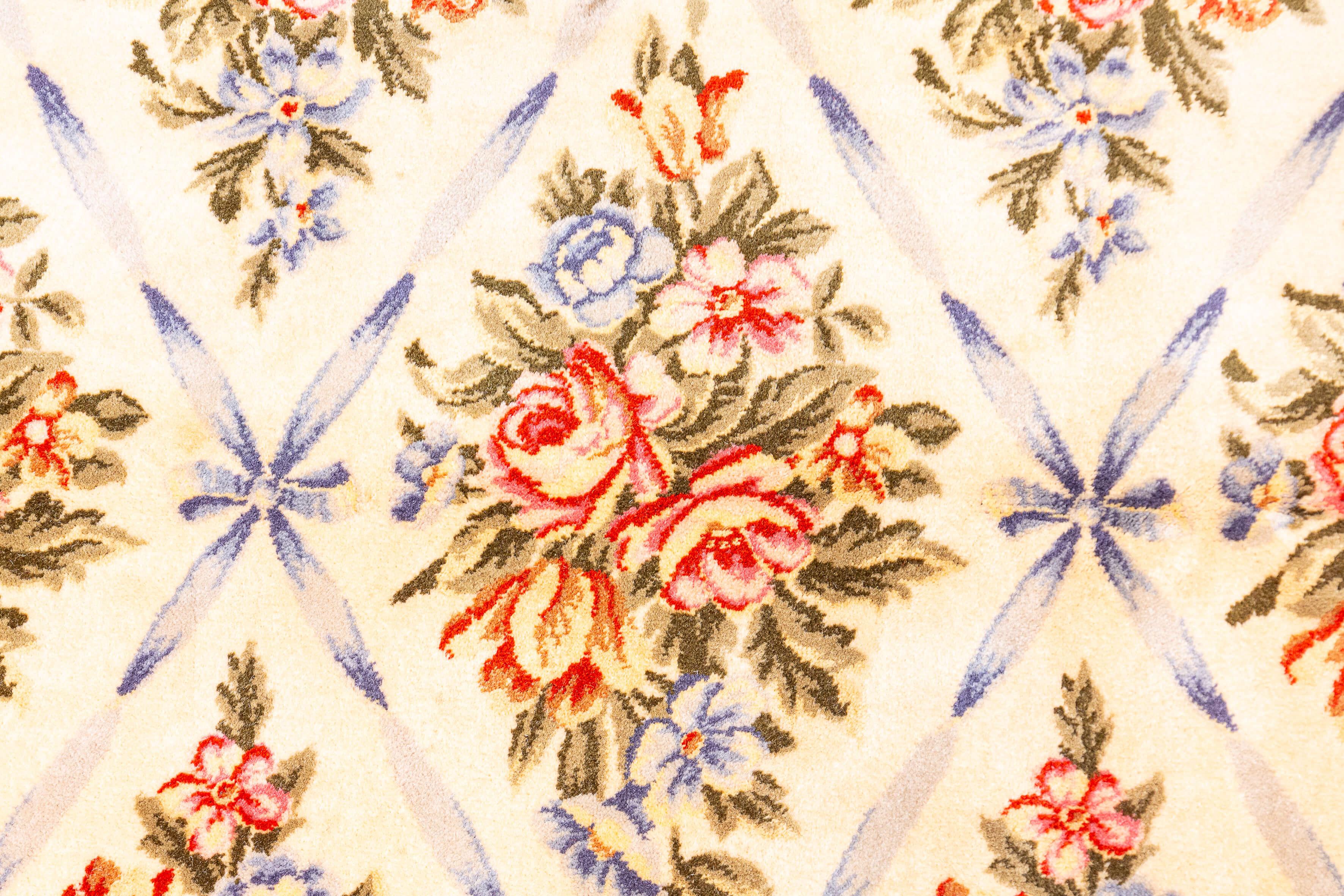 19th Century European Rug Floral Design Beige Color For Sale