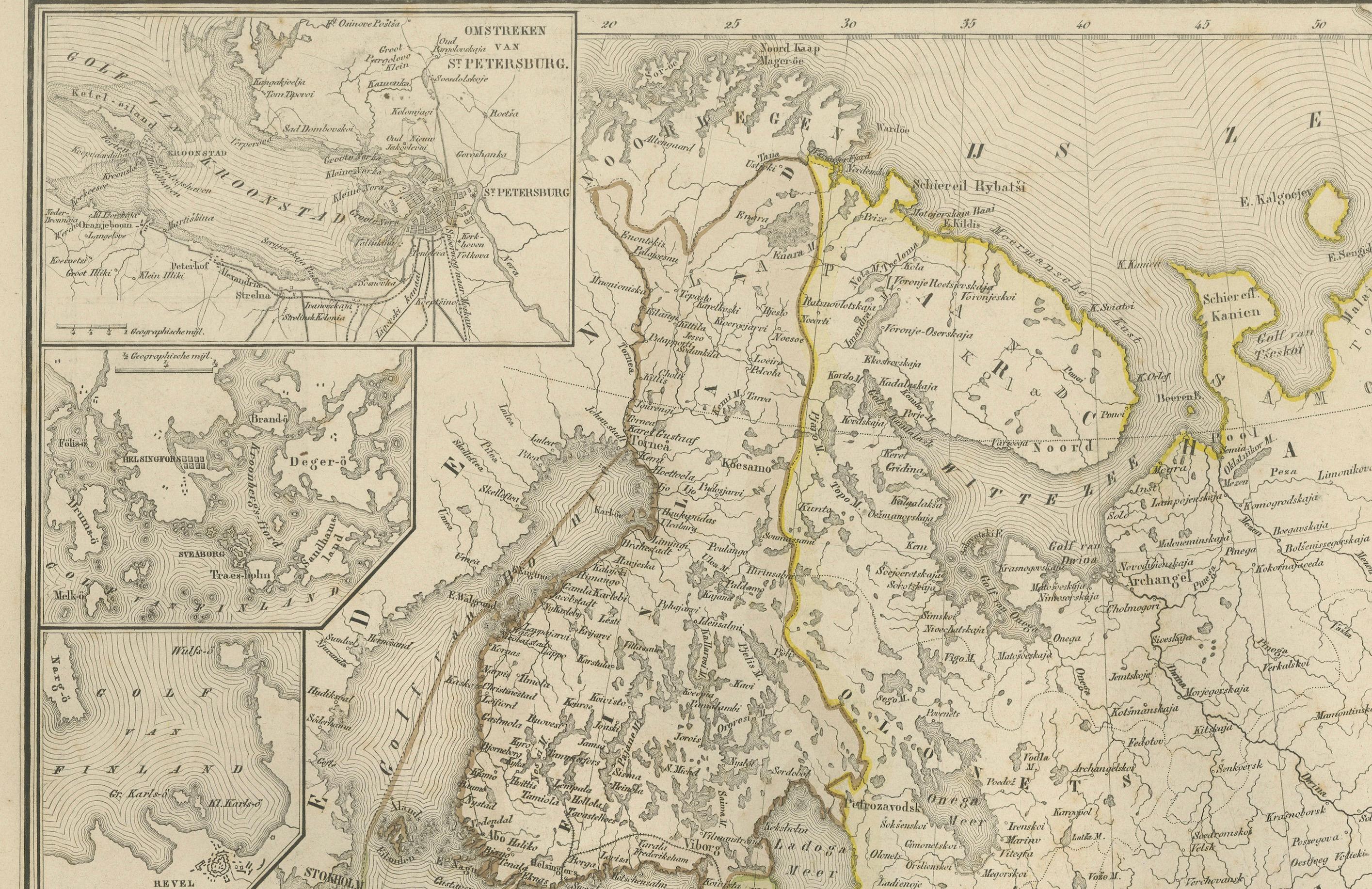 Carte de la Russie européenne avec insertion de Saint-Pétersbourg - Nieuwe Hand-Atlas, 1876 en vente 1