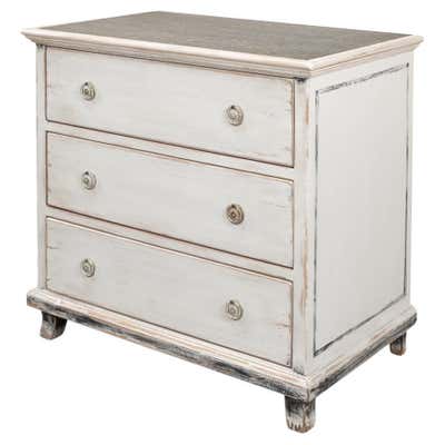 Rustic White Painted European Commode For Sale at 1stDibs