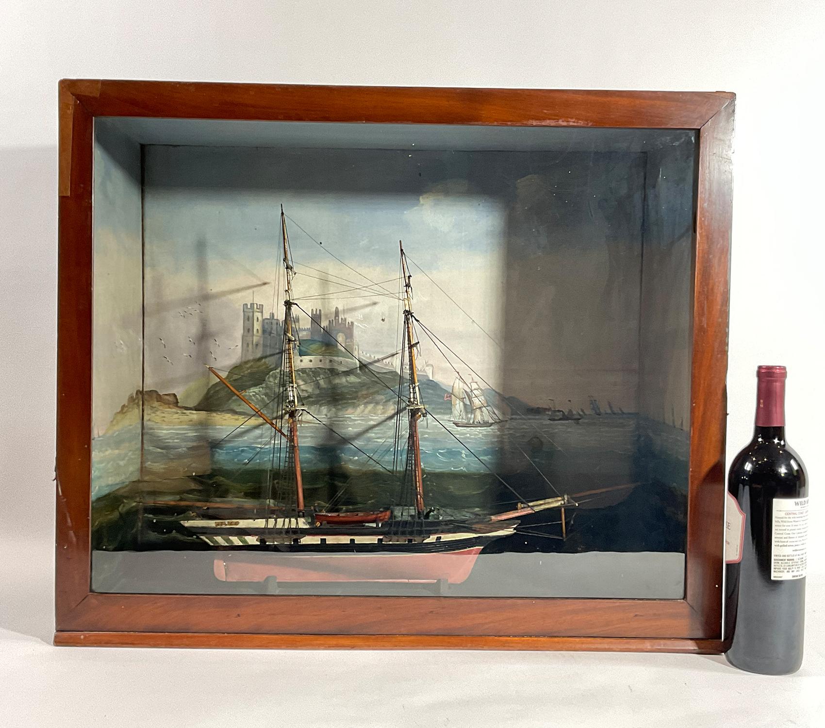 European Sailing Ship Diorama In Good Condition In Norwell, MA