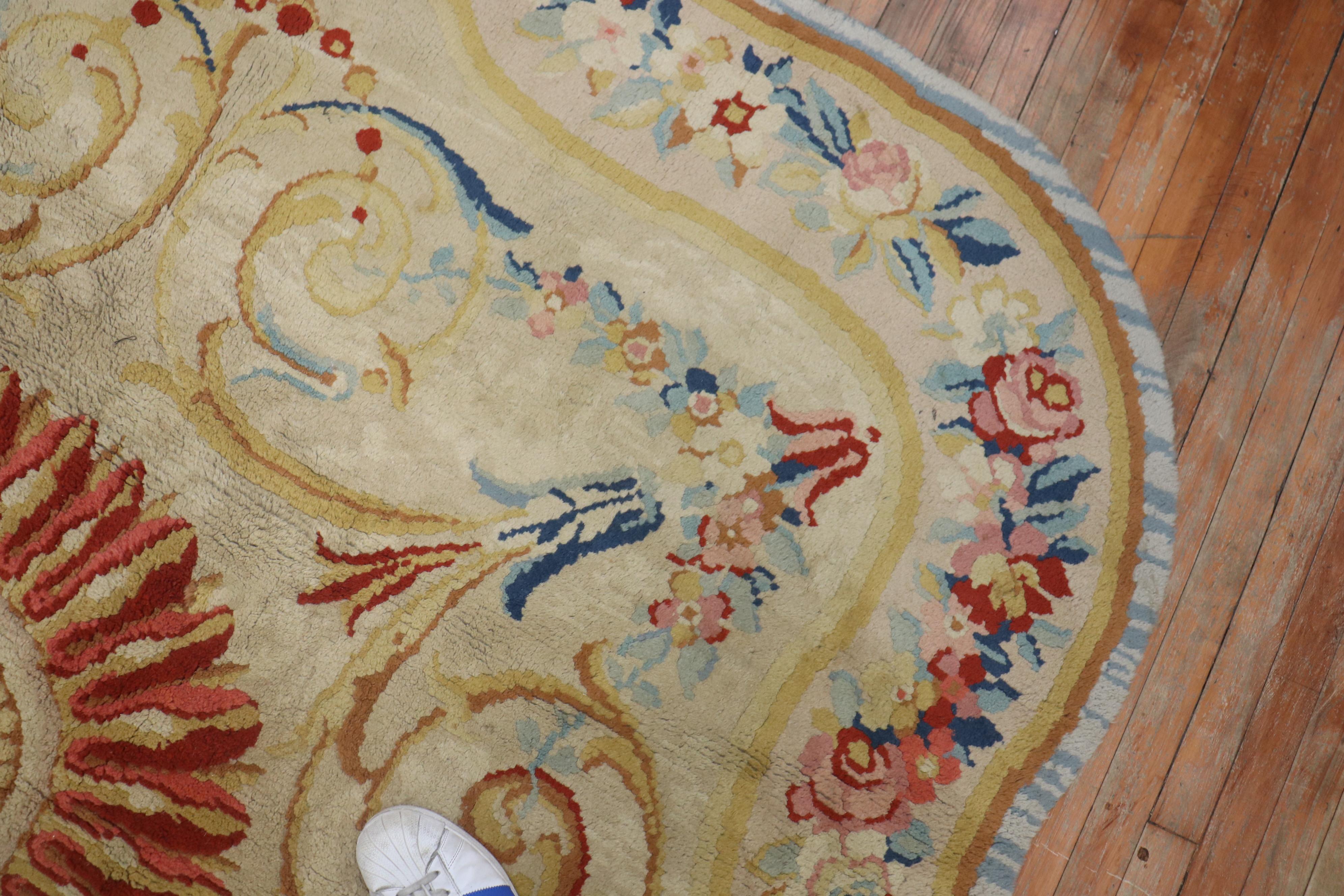 Wool European Savonnerie Octagon Shape Carpet For Sale