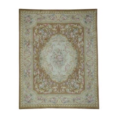 European Savonnerie Thick and Plush Floral Trellis Design Rug