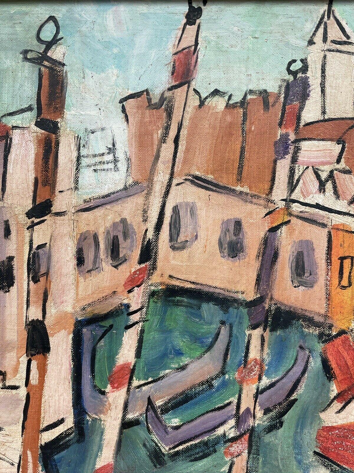 Mid 20th Century Fauvist Modernist Oil - Venice Backwater Canal - Signed & Dated 1