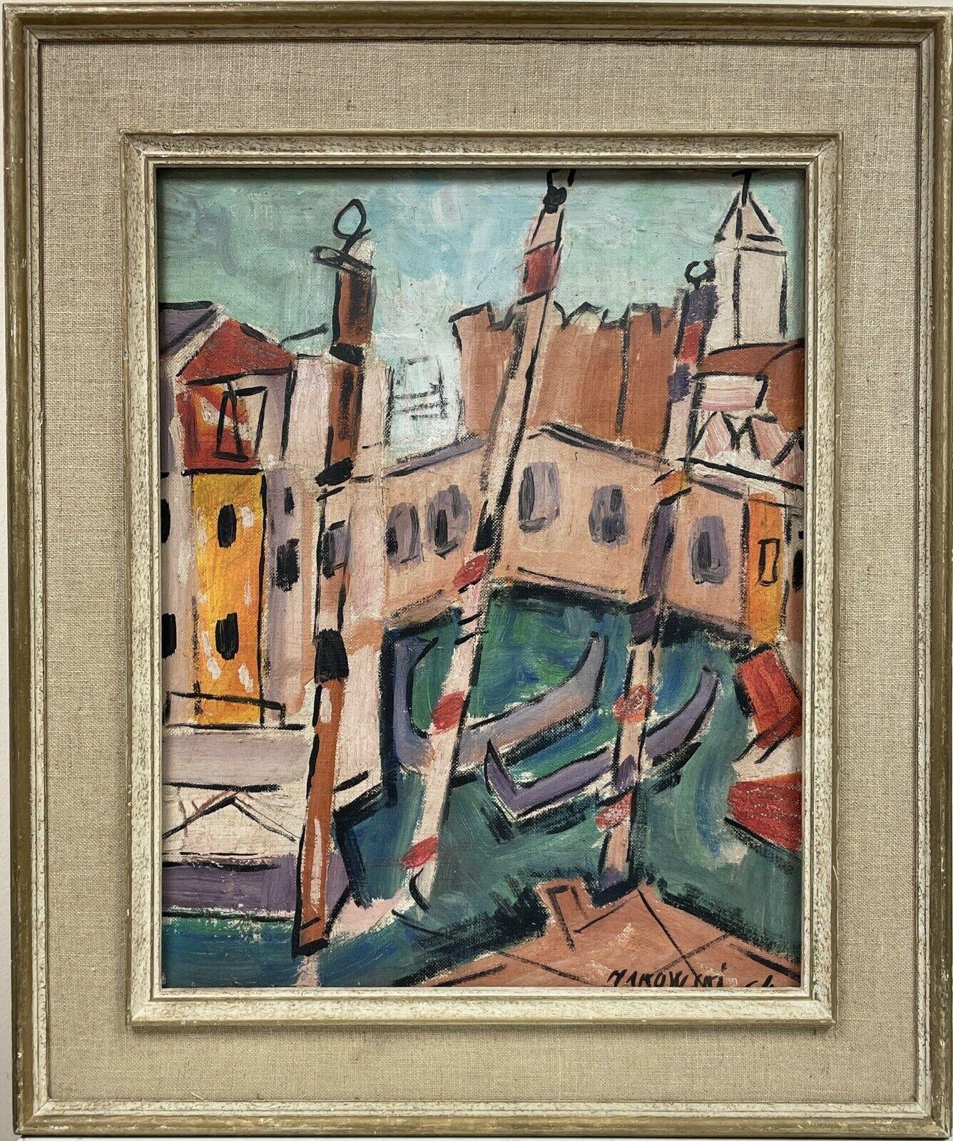 European School Landscape Painting - Mid 20th Century Fauvist Modernist Oil - Venice Backwater Canal - Signed & Dated
