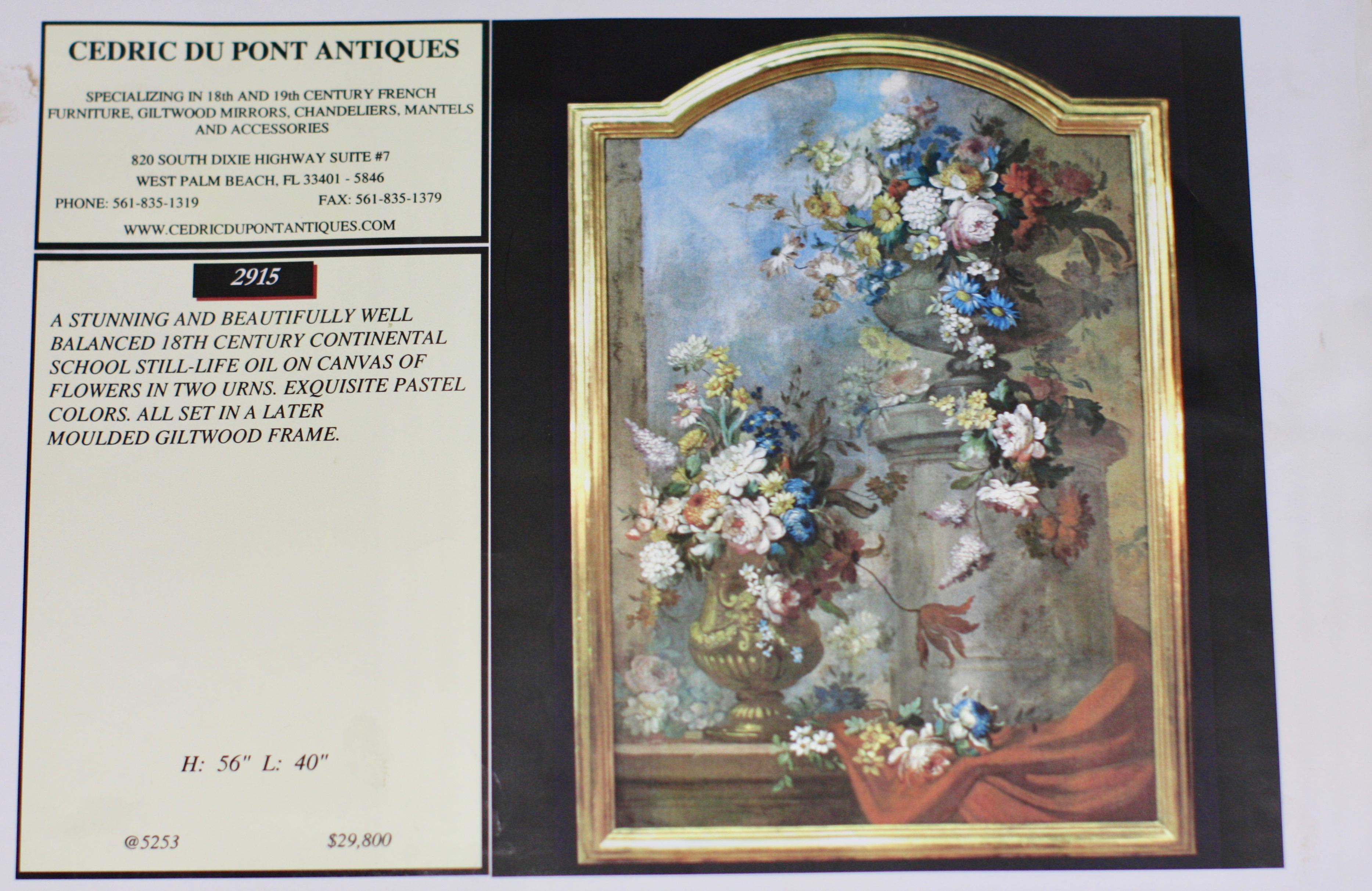 20th Century European School, 18th Century, Terrace with Flowers in an Urn For Sale