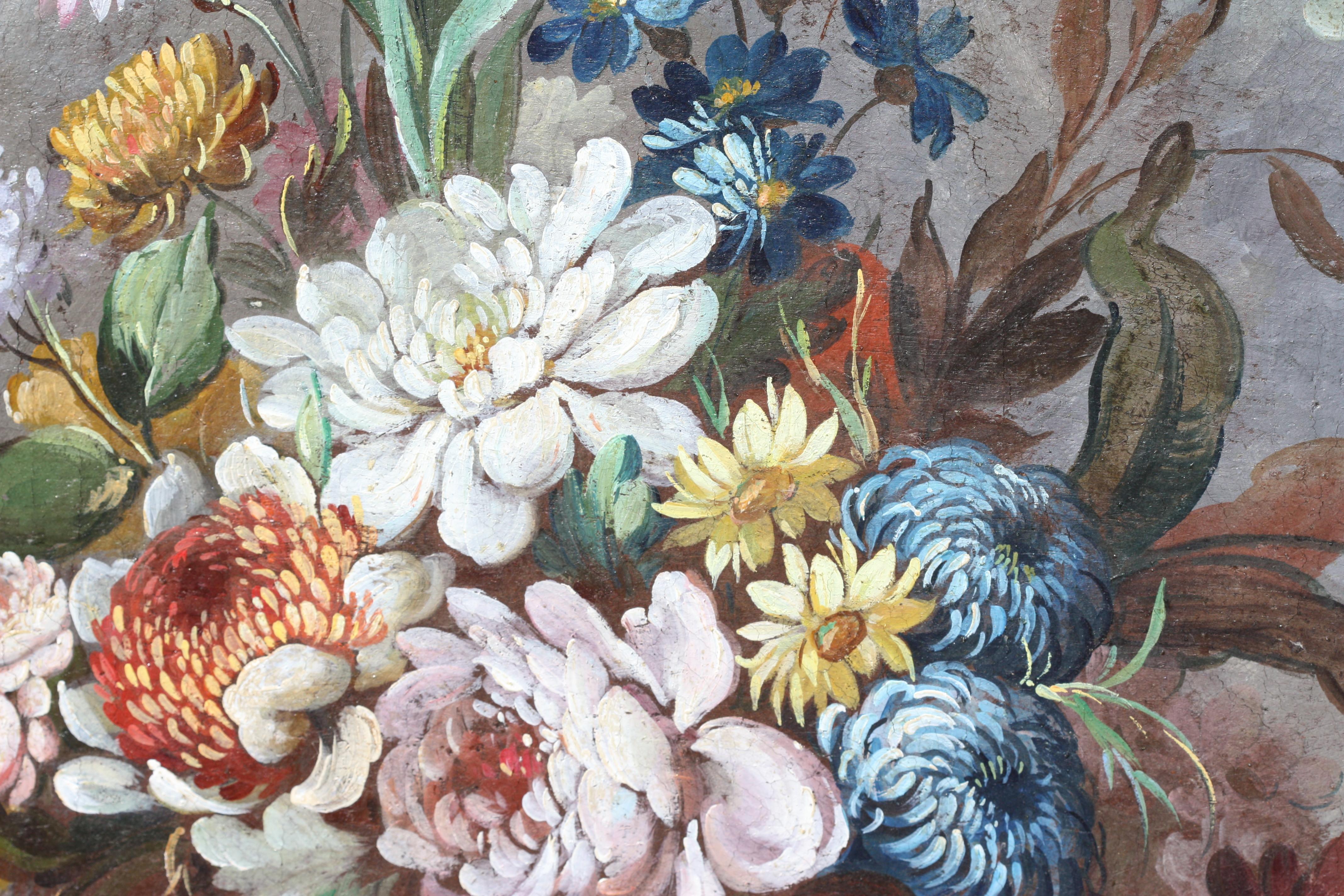 Canvas European School, 18th Century, Terrace with Flowers in an Urn For Sale