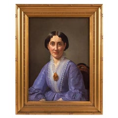 (European School, C. 1825) An Exceptional Quality Portrait "Lady in Purple" C. 1