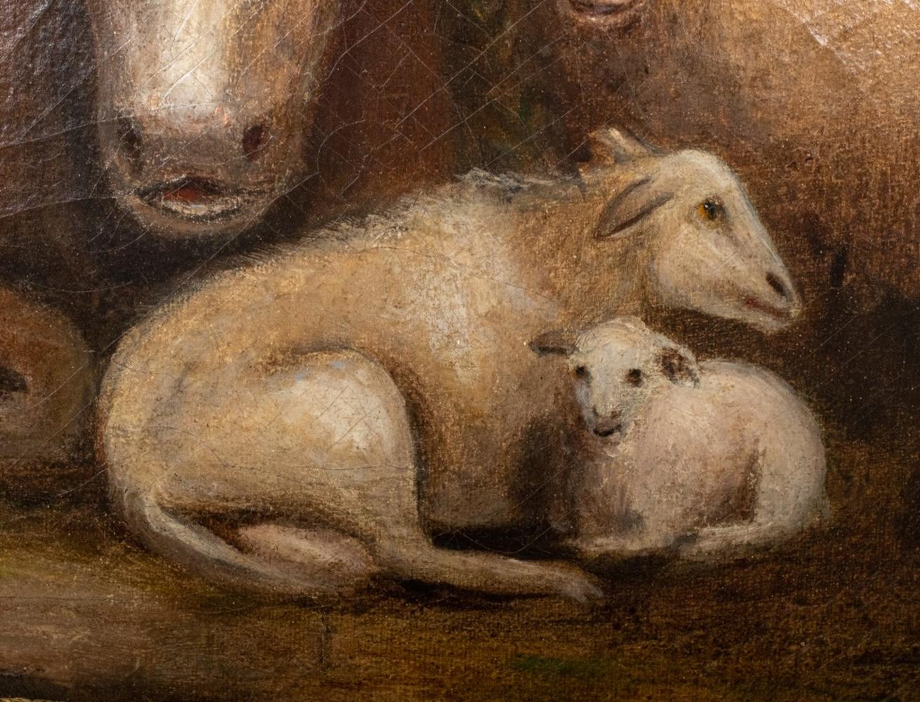 European School Farmer & Herd Oil on Canvas In Good Condition In Astoria, NY