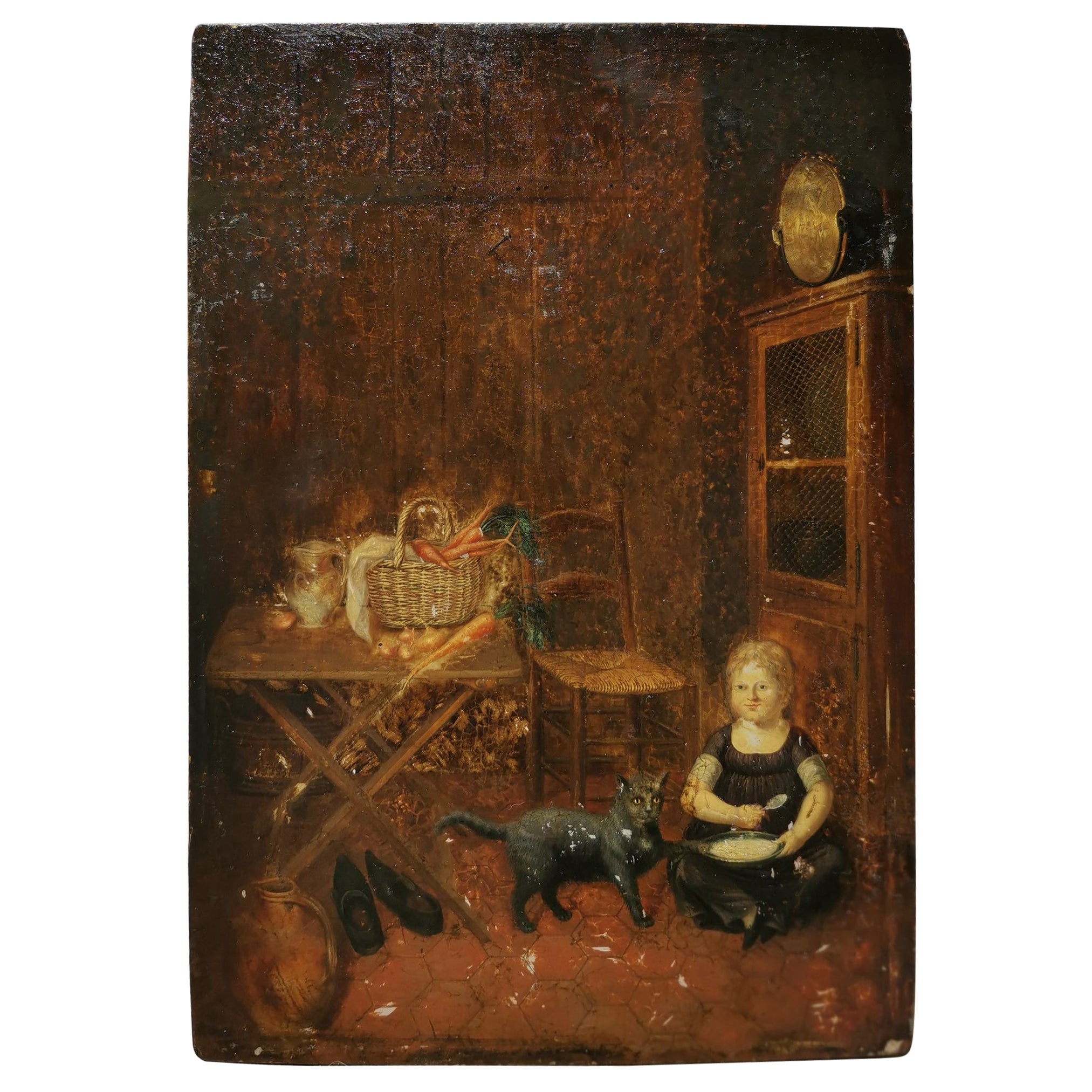 Óleo sobre tabla de la Escuela Europea del siglo XVIII