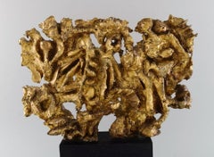 European Sculptor, Large Sculpture in Gold Decorated Metal on Marble Plinth