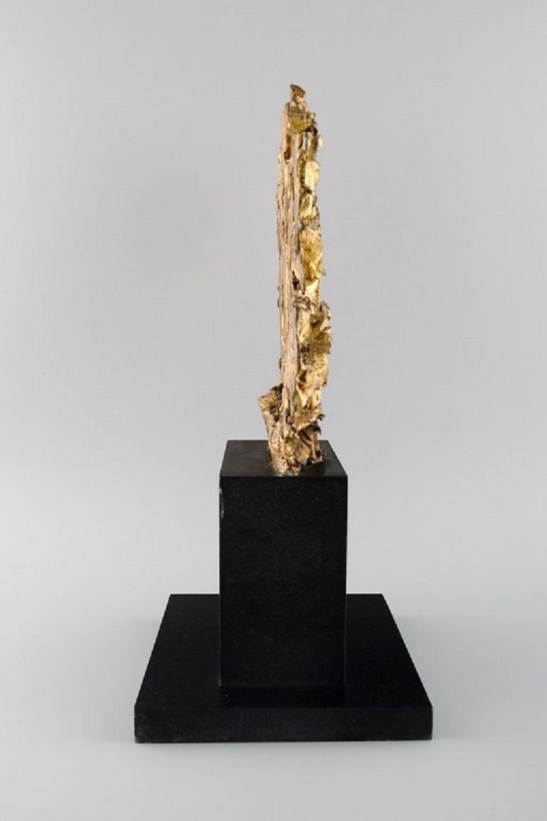 European Sculptor, Large Sculpture in Gold Decorated Metal on Marble Plinth For Sale 2