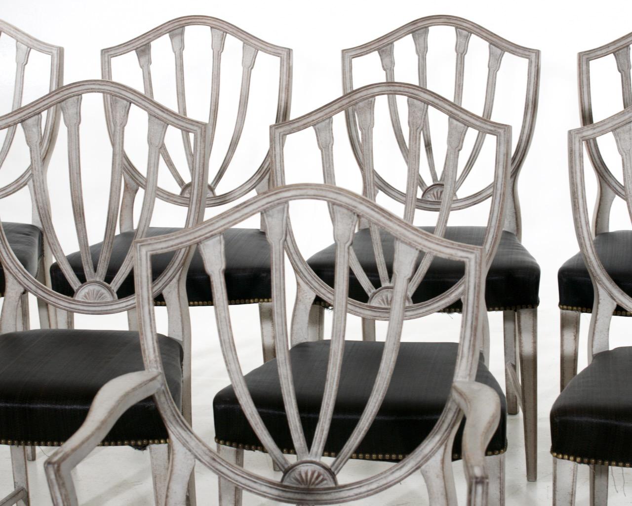 Fine European set of eight chairs and one armchair, with original horsehair seats, circa 1900.