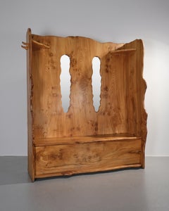 European Settle Storage Bench with Mirrors, Shelves and Coat Hooks, c.1970s