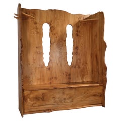 European Settle Storage Bench with Mirrors, Shelves and Coat Hooks, c.1970s