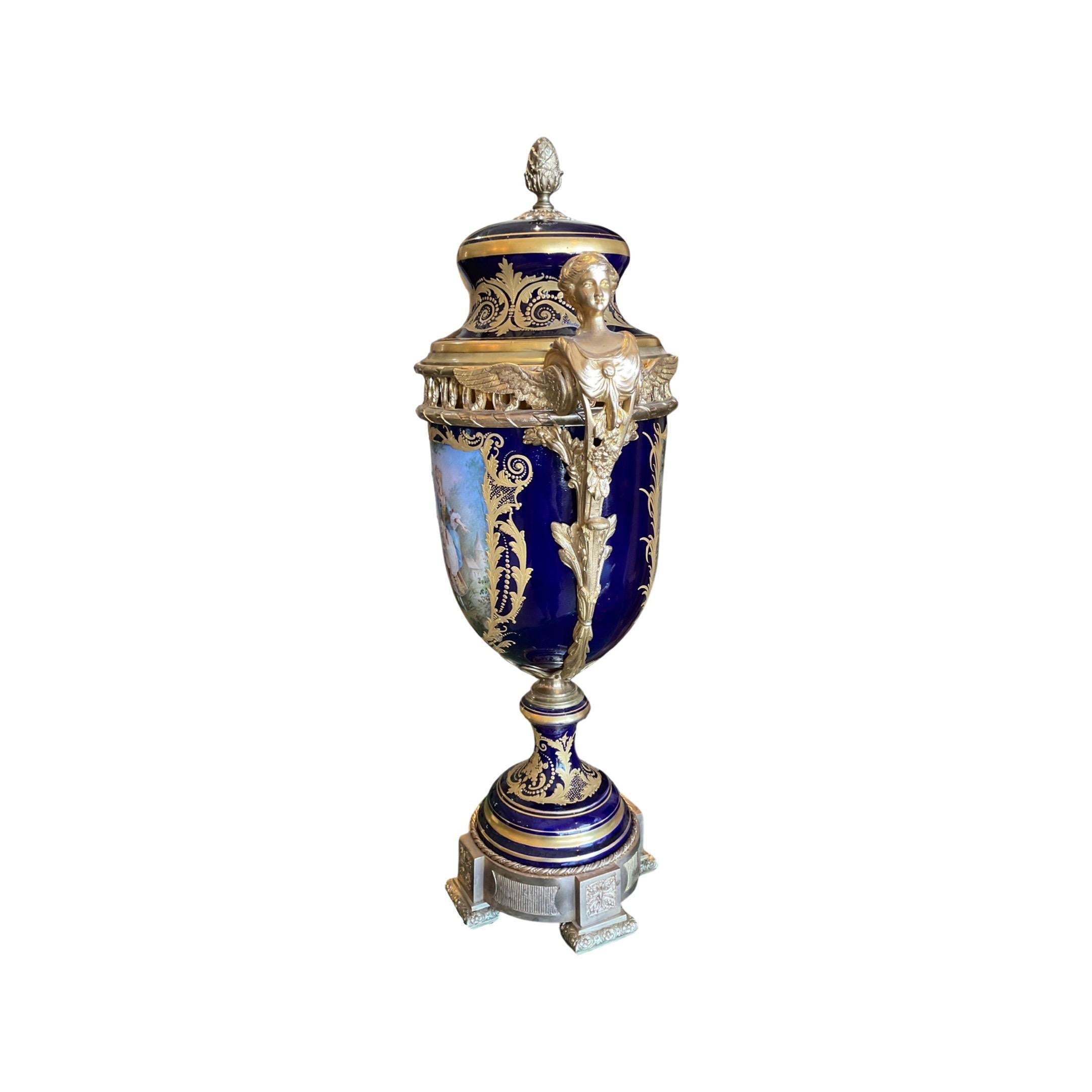 19th Century European Sevres Porcelain Urns For Sale
