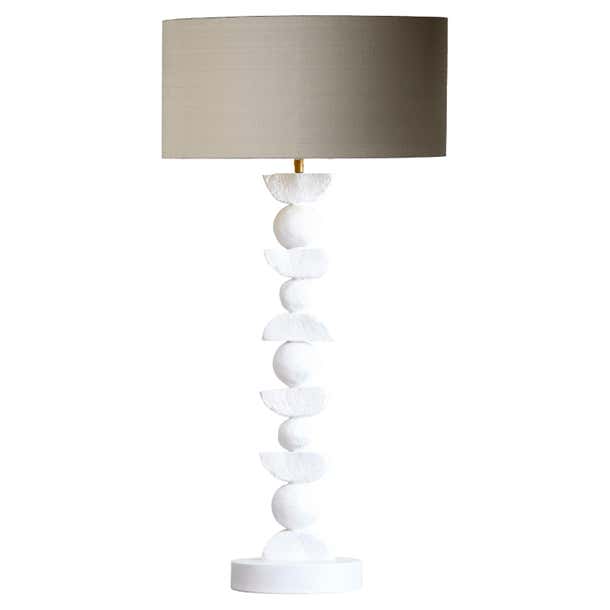 European, Contemporary, Sculptural Silhouette Table Lamp, White by ...