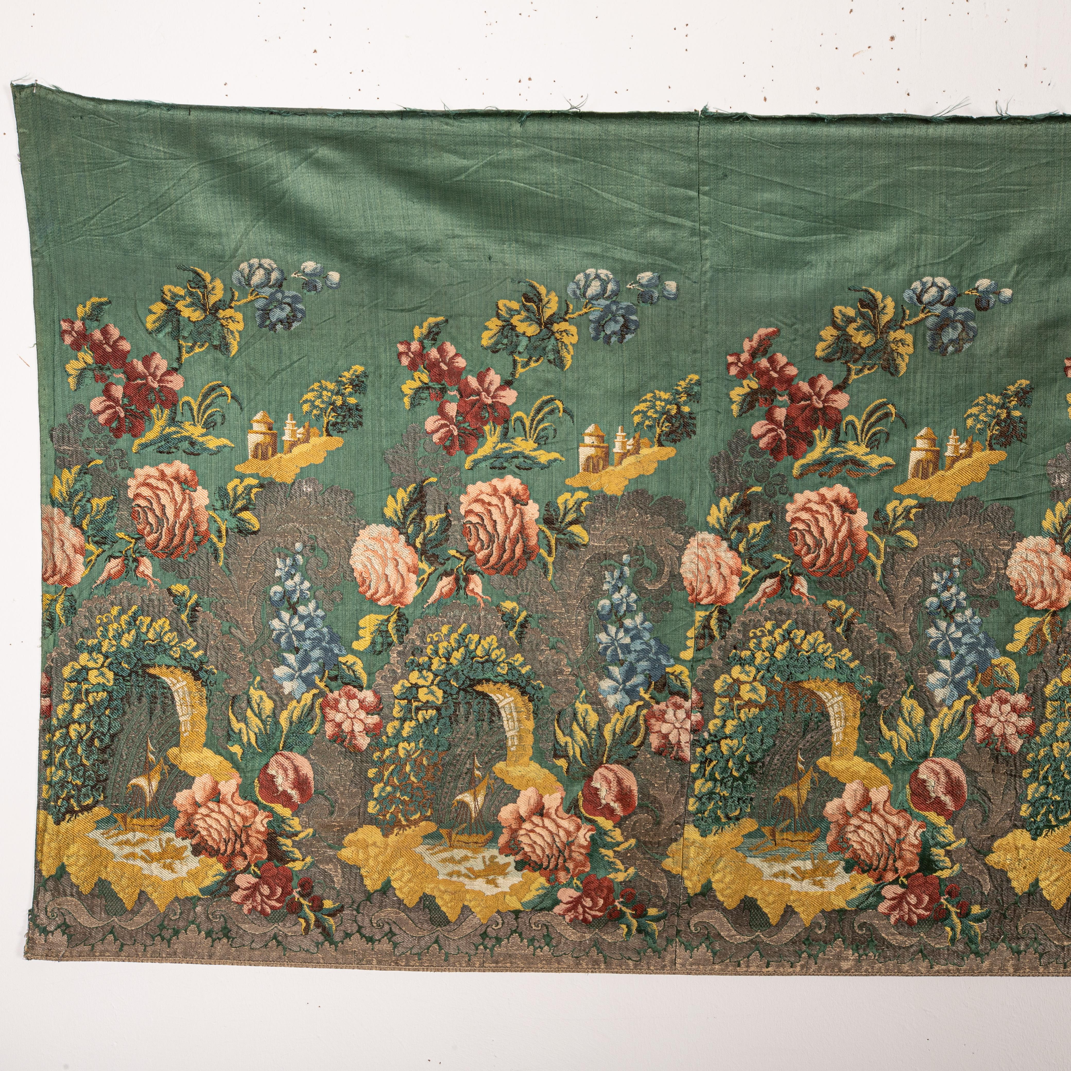 French European Silk and Metallic Thread Brocaded Textile, 18th C. For Sale