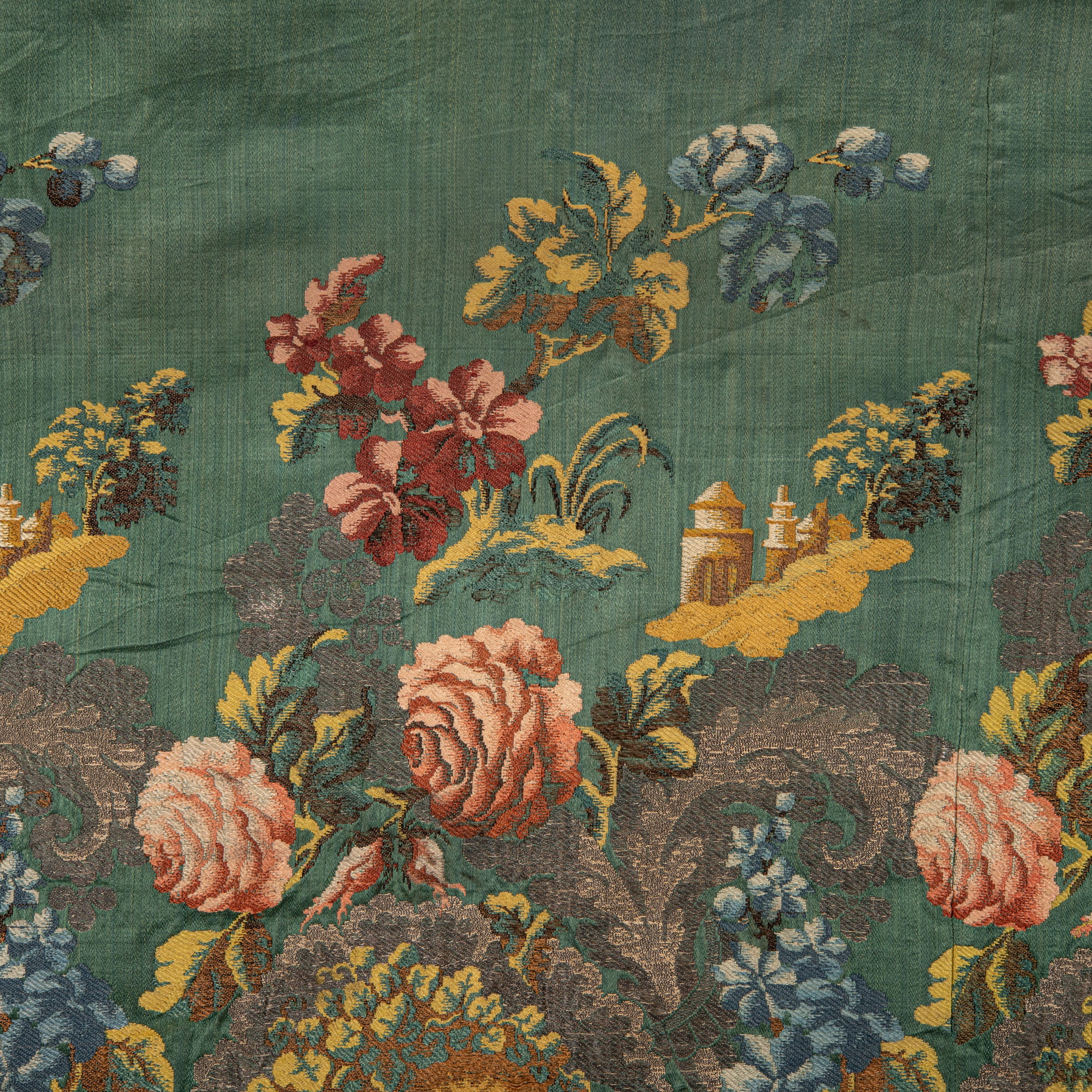18th Century and Earlier European Silk and Metallic Thread Brocaded Textile, 18th C. For Sale