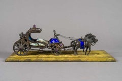 European Silver and Enamel Horses with Carriage
