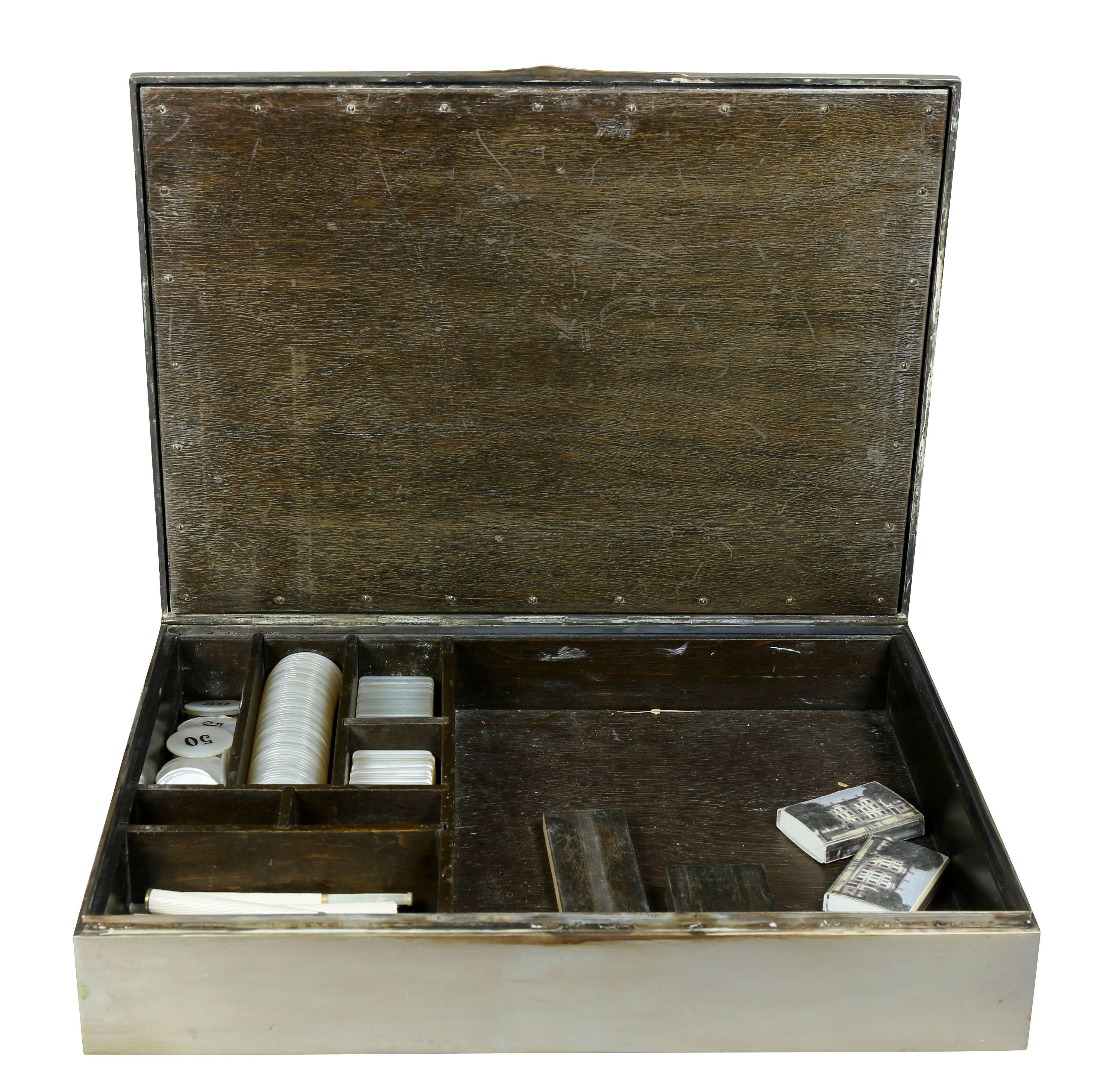 Other European Silver Box Containing Mother-of-Pearl Counter Chips