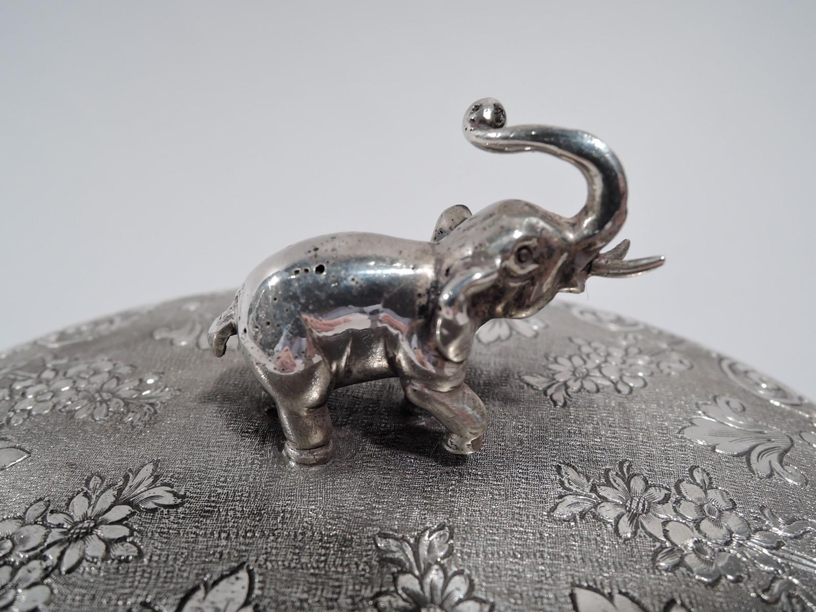 Art Nouveau European Silver Keepsake Box with Elephant Finial