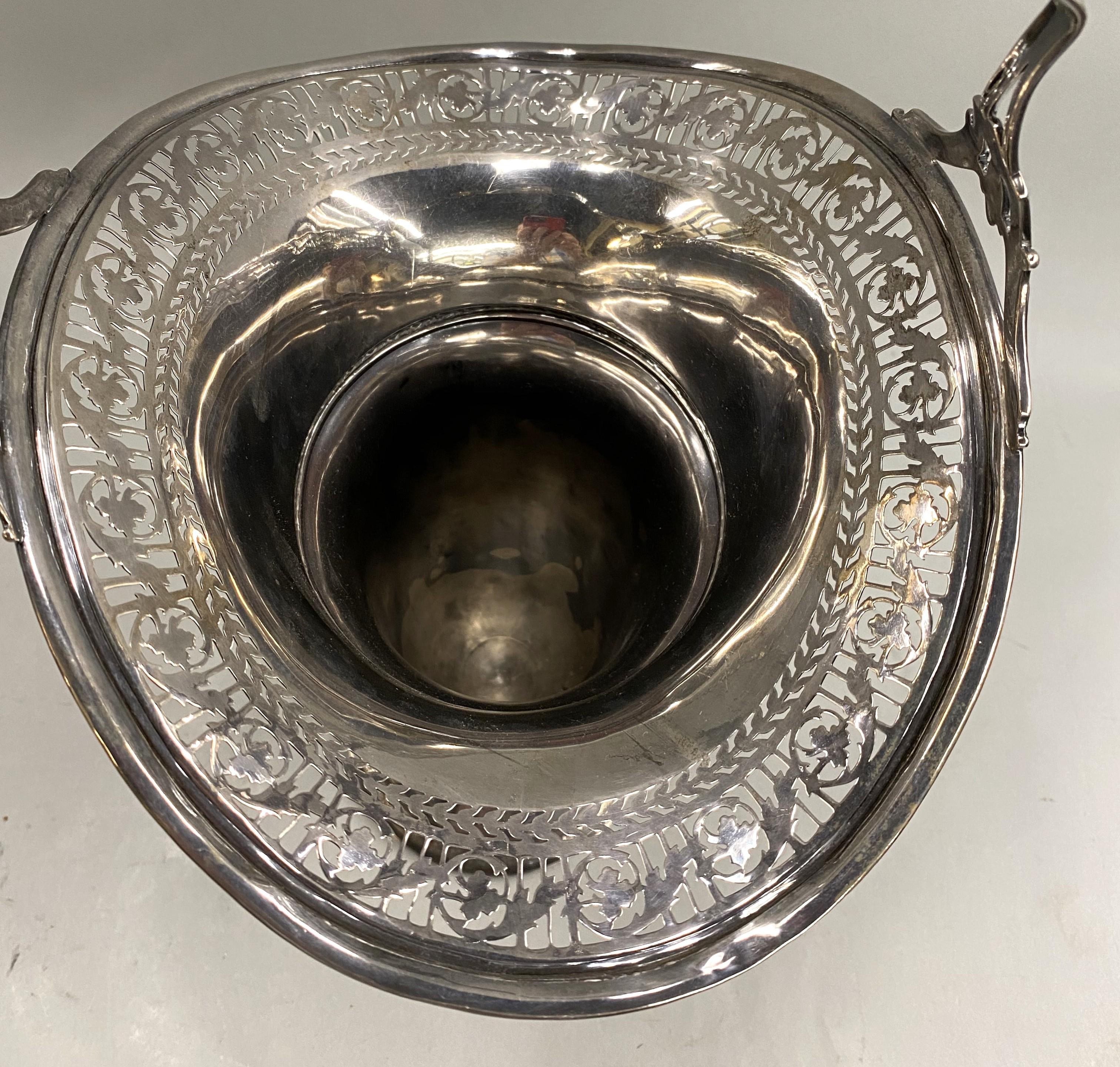 European Silver Reticulated Handled Flower Vase with Foliate Chased Decoration 4