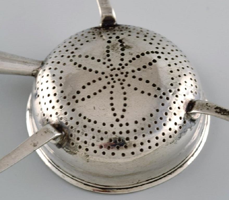 European Silversmith, Antique Silver Tea Strainer on Tripod, 19th C For Sale 1