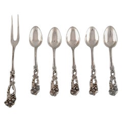 Antique European Silversmith, Five Teaspoons and a Cold Meat Fork in Silver, circa 1900