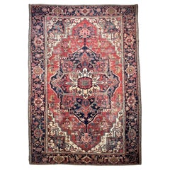 European Size Turn-of-the-century Old Distinct Antique Serapi Rug, c. 1900's