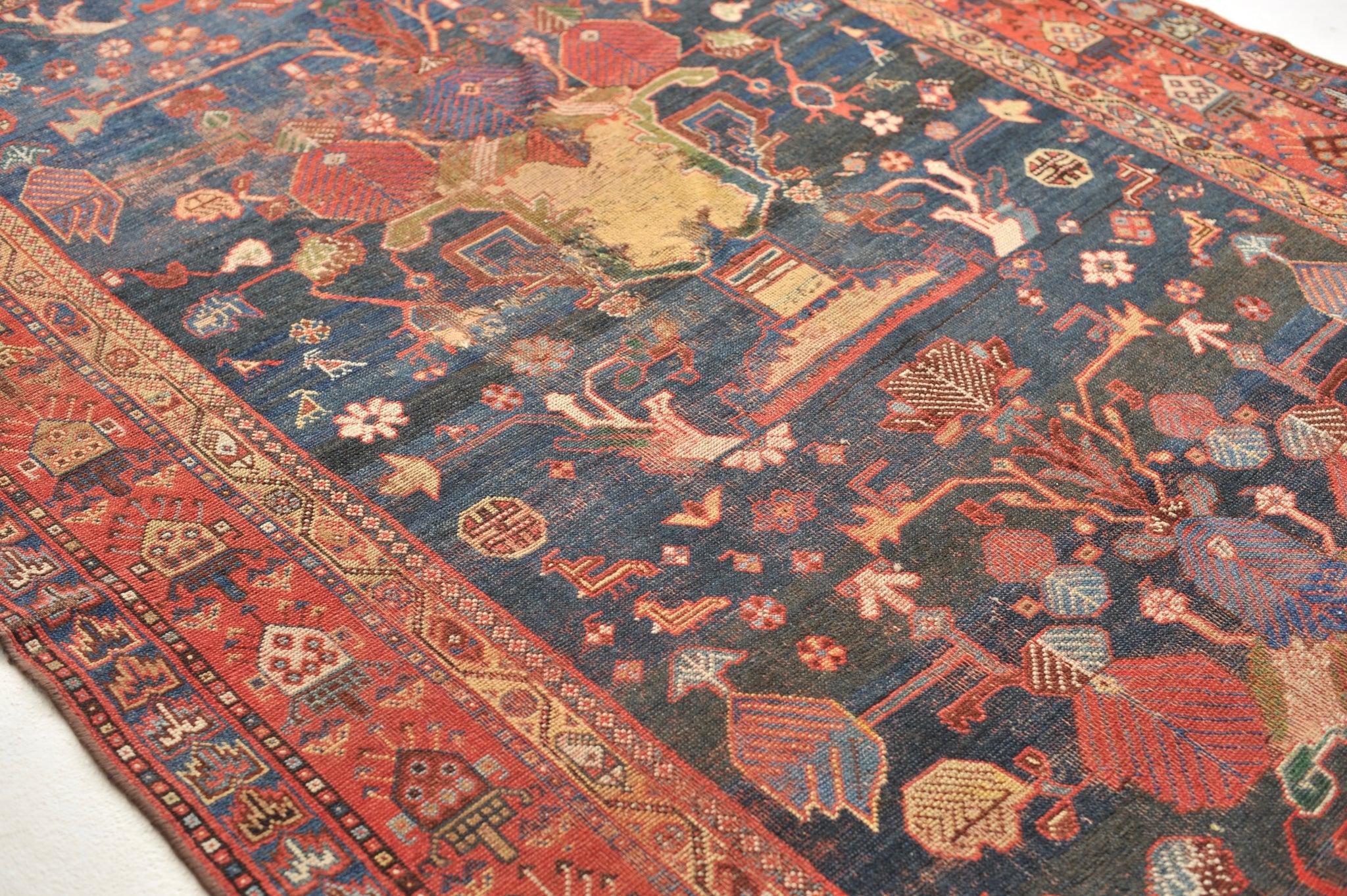 Hand-Knotted European Sized Kalleh Antique Kurdish Tribal Rug For Sale