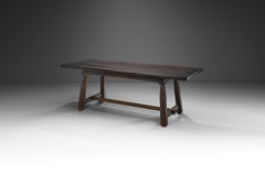 European Solid Wood Dining Table with Tenon and Mortise Joinery, Europe ca 1950s