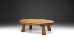European Solid Wood Oval Coffee Table, Europe, ca 1950s