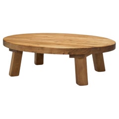 European Solid Wood Oval Coffee Table, Europe, ca 1950s