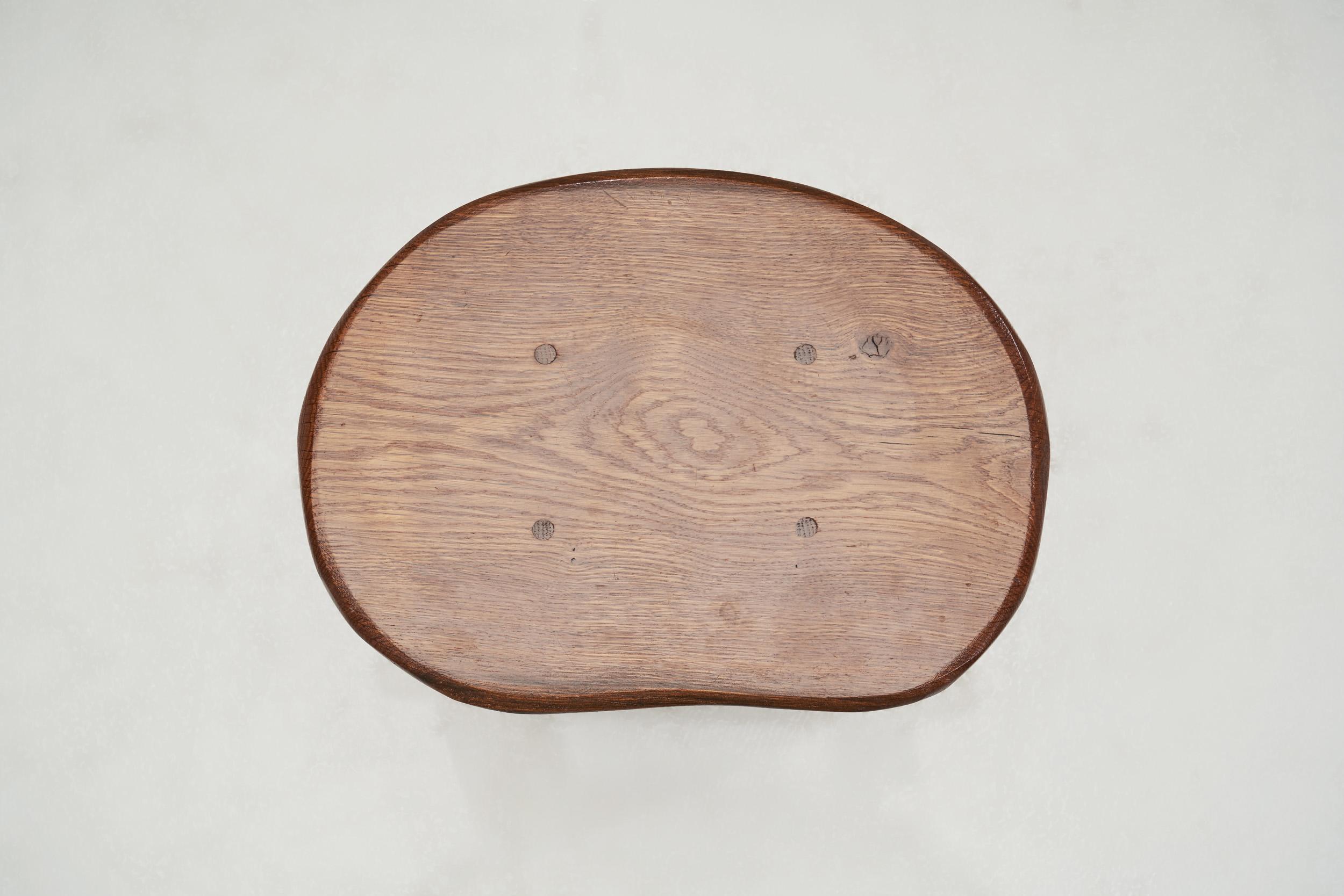 European Solid Wood Stool with Mortise and Tenon Joinery, Europe ca 1960s 2