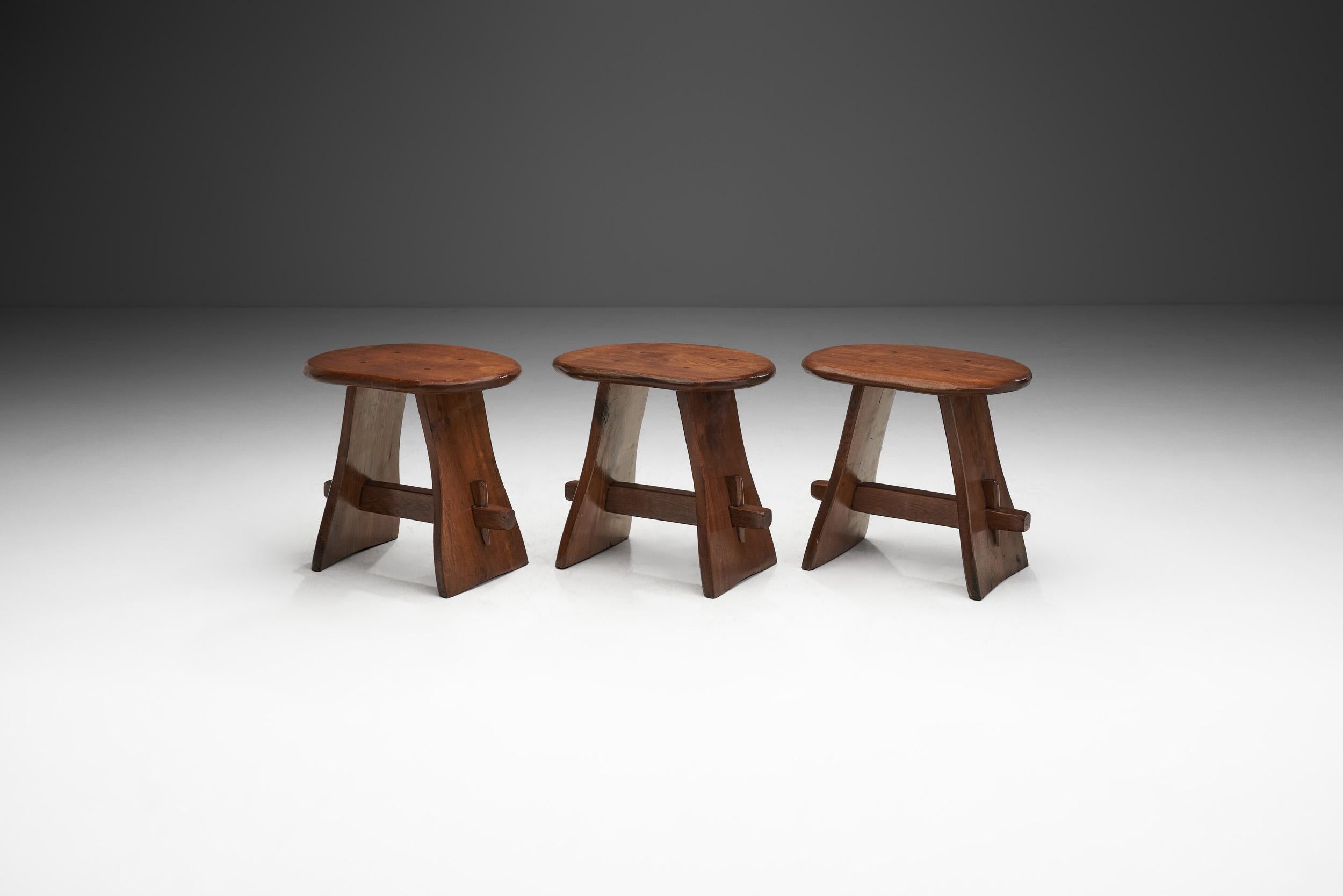European Solid Wood Stools with Mortise and Tenon Joinery, Europe ca