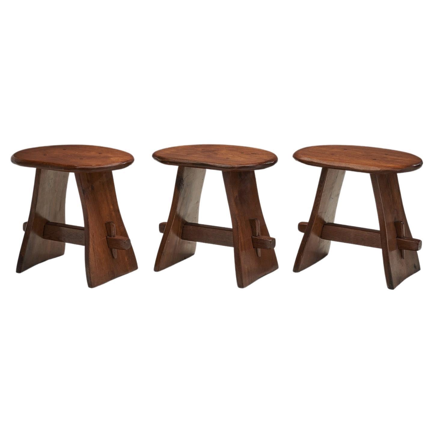 European Solid Wood Stools with Mortise and Tenon Joinery, Europe ca