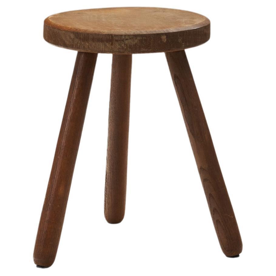 European Solid Wood Tripod Stool, Europe, ca 1950s