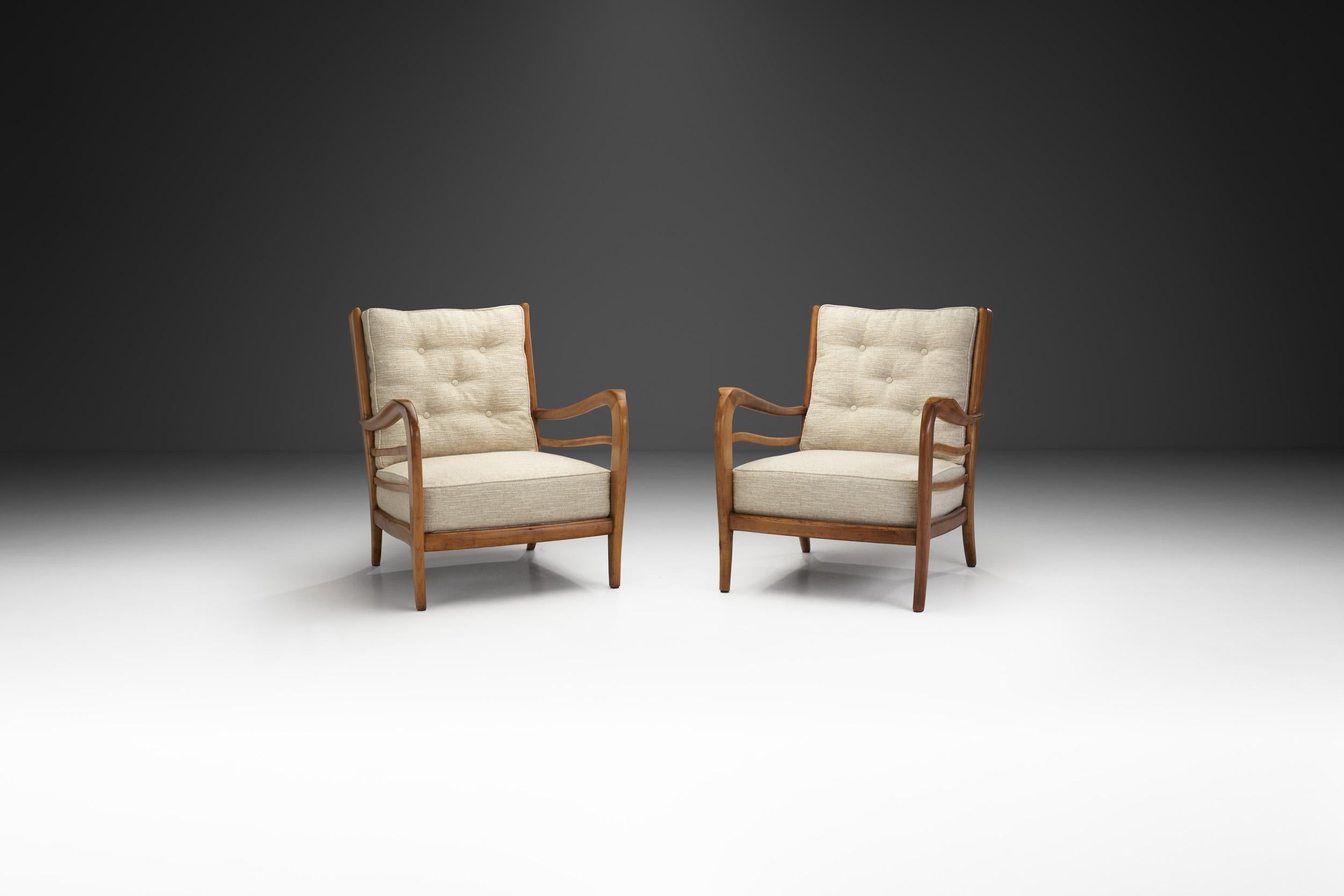 European Spindle Back Lounge Chairs, Europe ca 1960s at 1stDibs