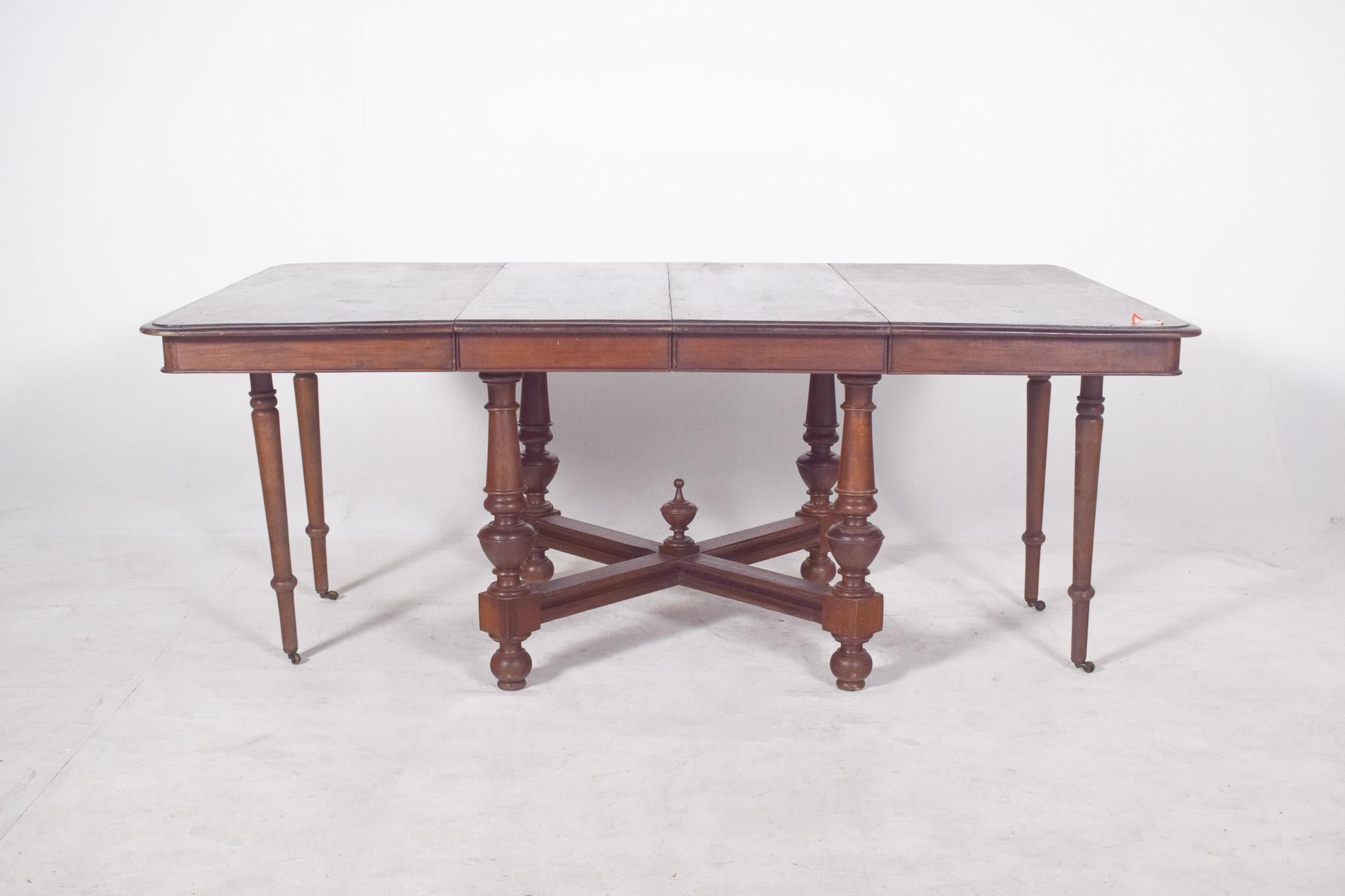 Wood European Square Extendable Dining Table For Sale