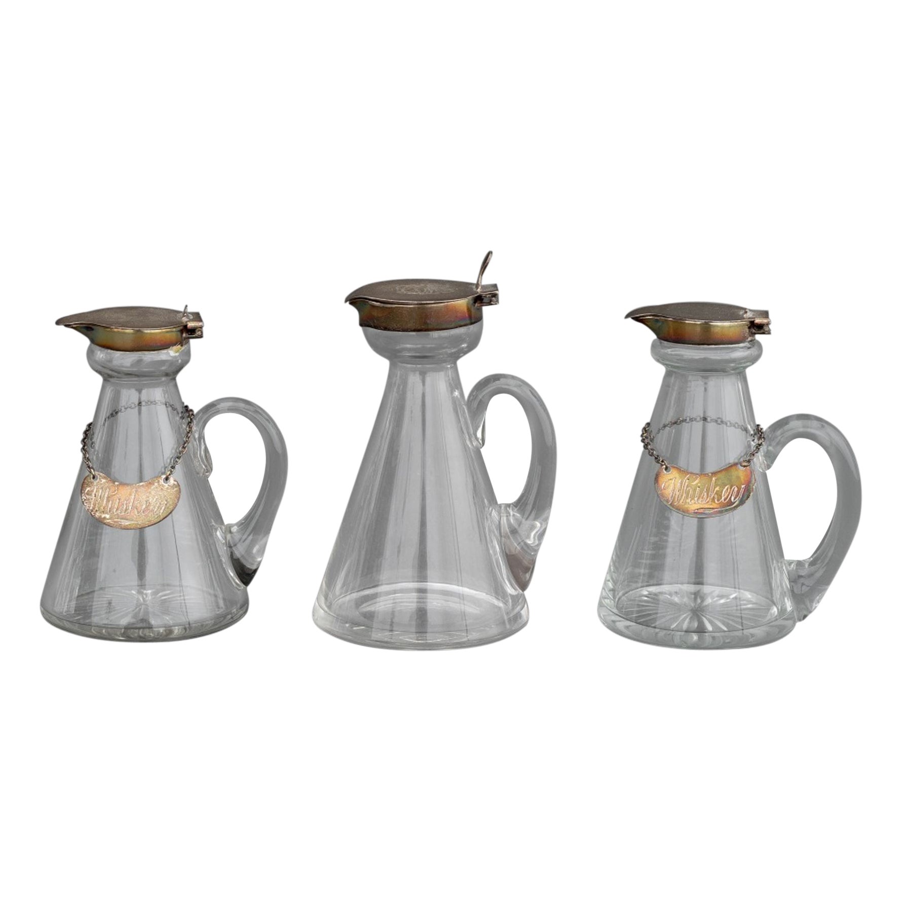 Europäische Sterling-Glas-Whiskey-Noggins, 3 im Angebot