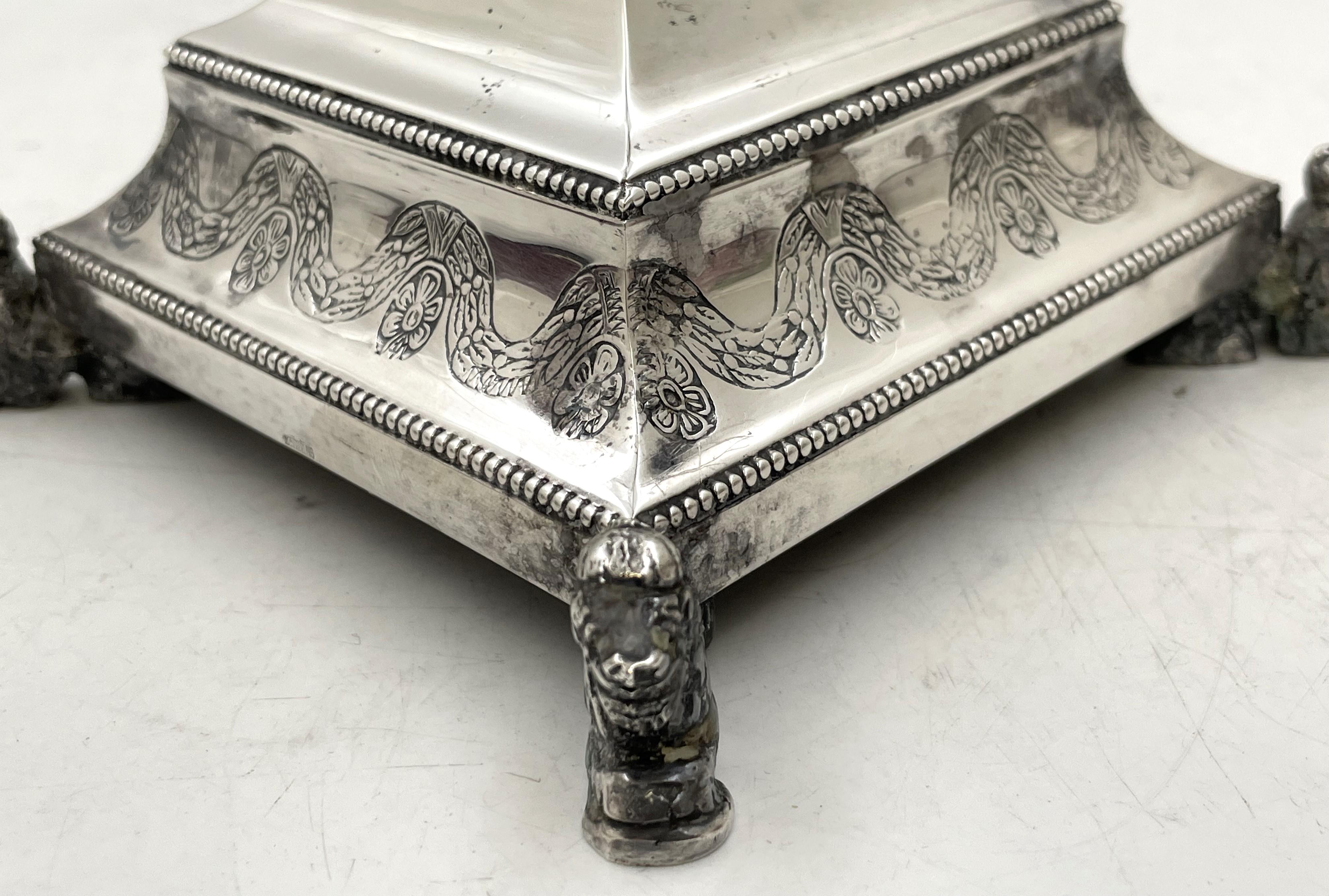European Sterling Silver Large Hanukkah Menorah For Sale 6