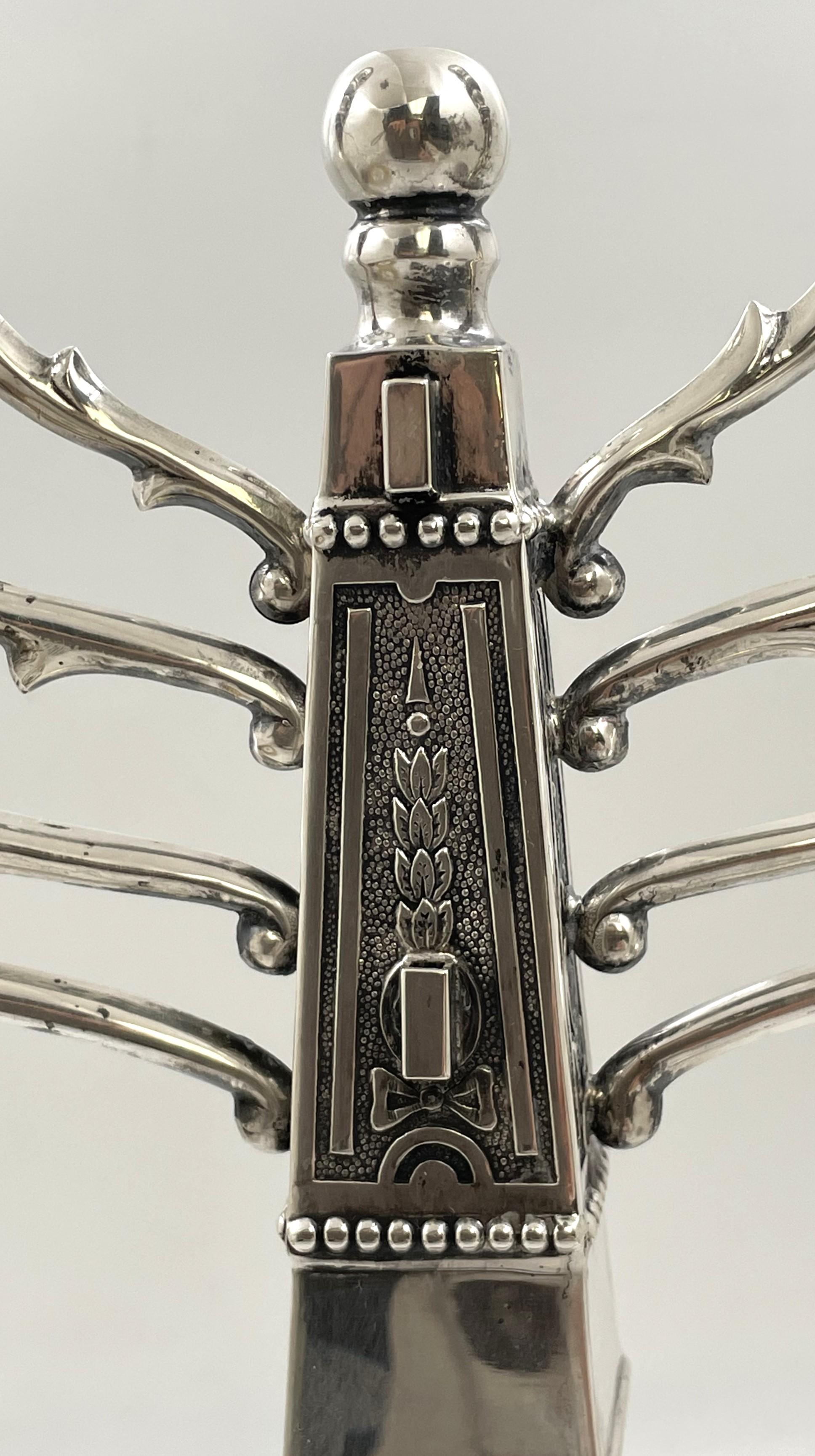 European Sterling Silver Large Hanukkah Menorah For Sale 1
