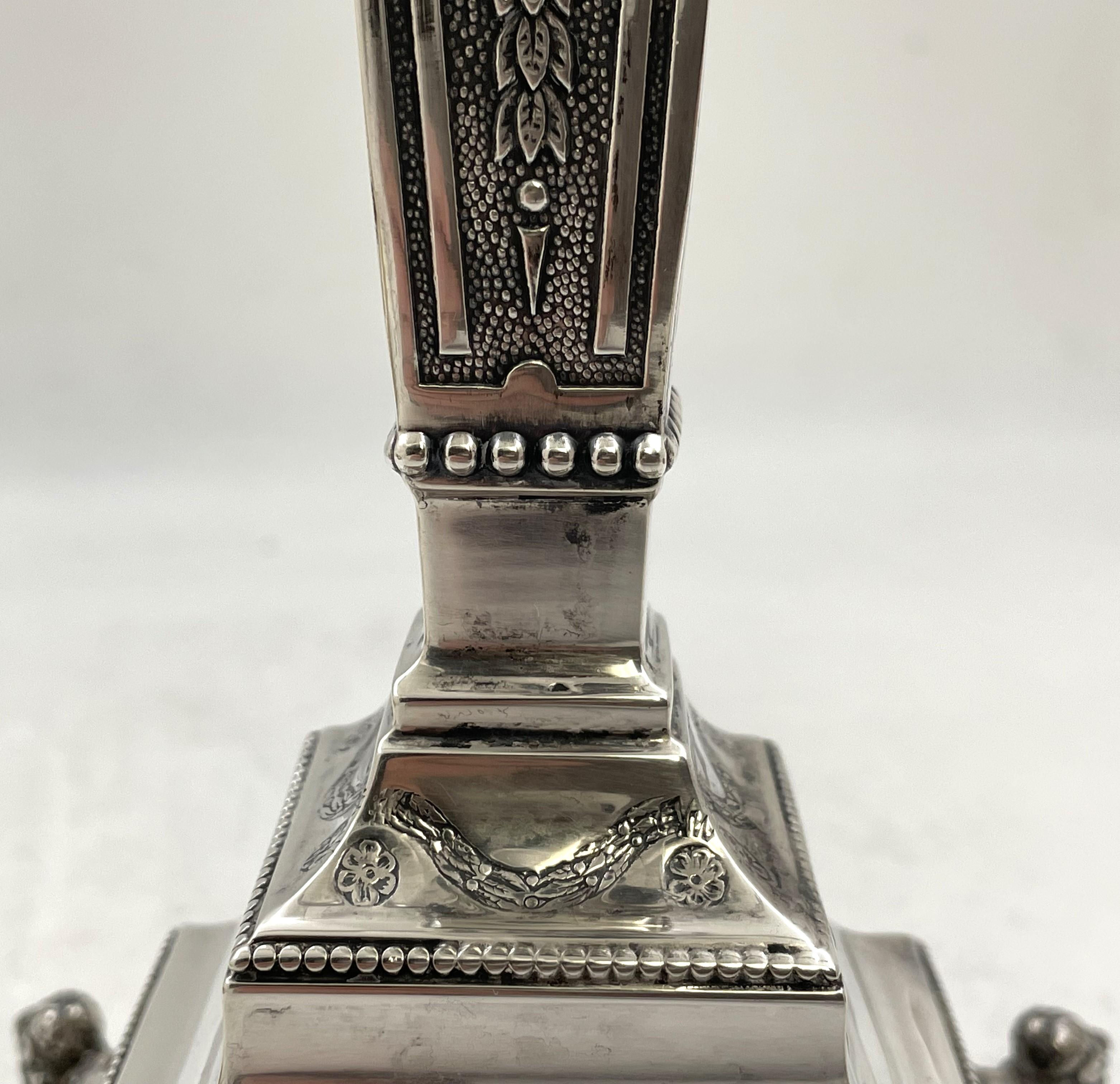 European Sterling Silver Large Hanukkah Menorah For Sale 4