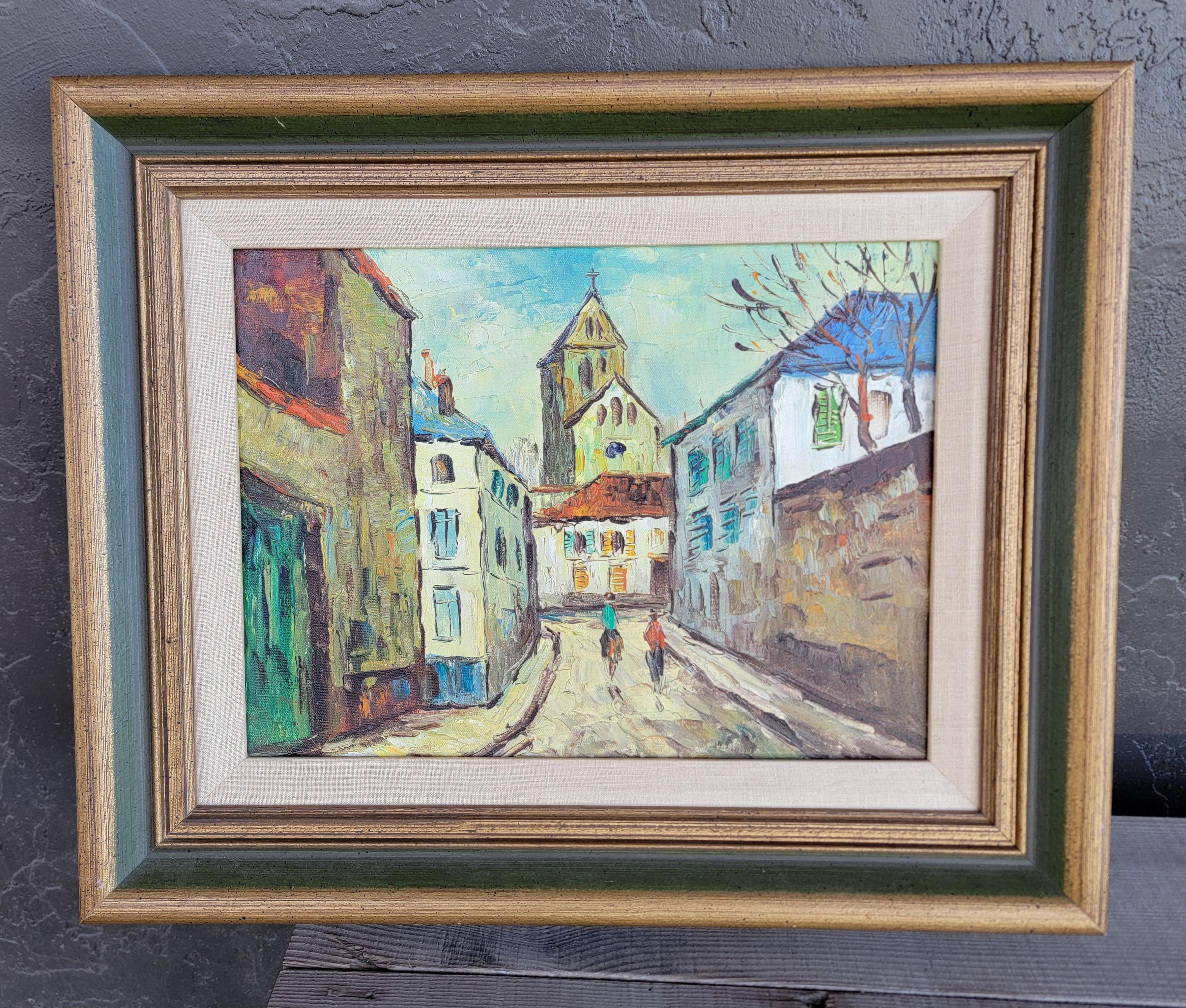French European Street Scene Street Paintings For Sale