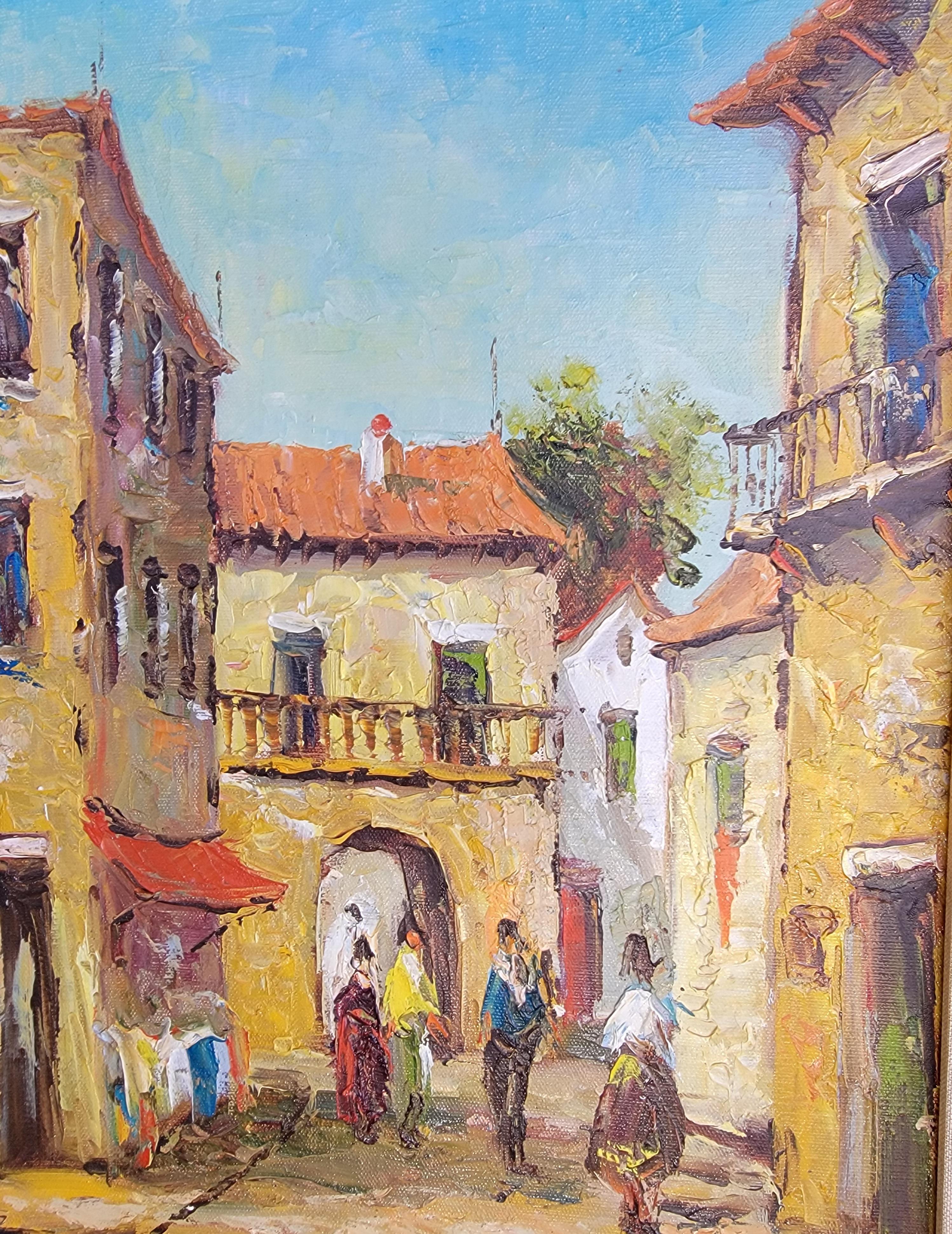 20th Century European Street Scene Street Paintings For Sale