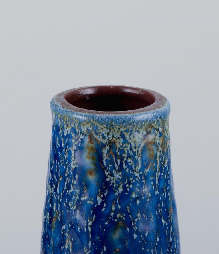 Unknown European studio ceramic artist, large ceramic vase with blue glaze. For Sale