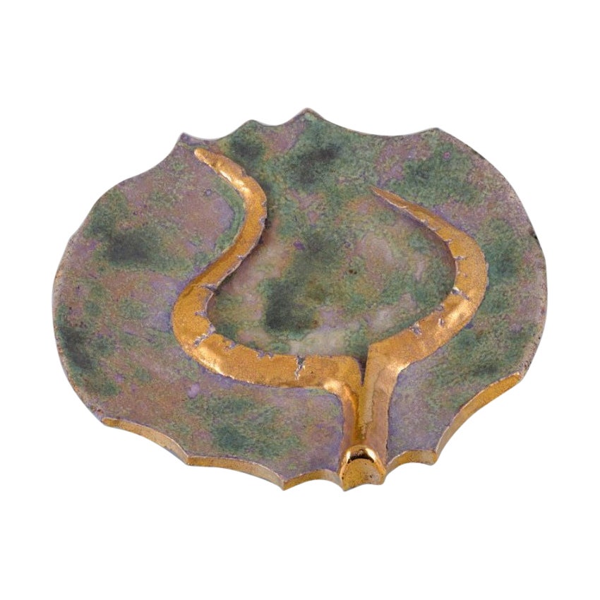European Studio Ceramicist, Colossal Unique Ceramic Dish, Late 20th C For Sale