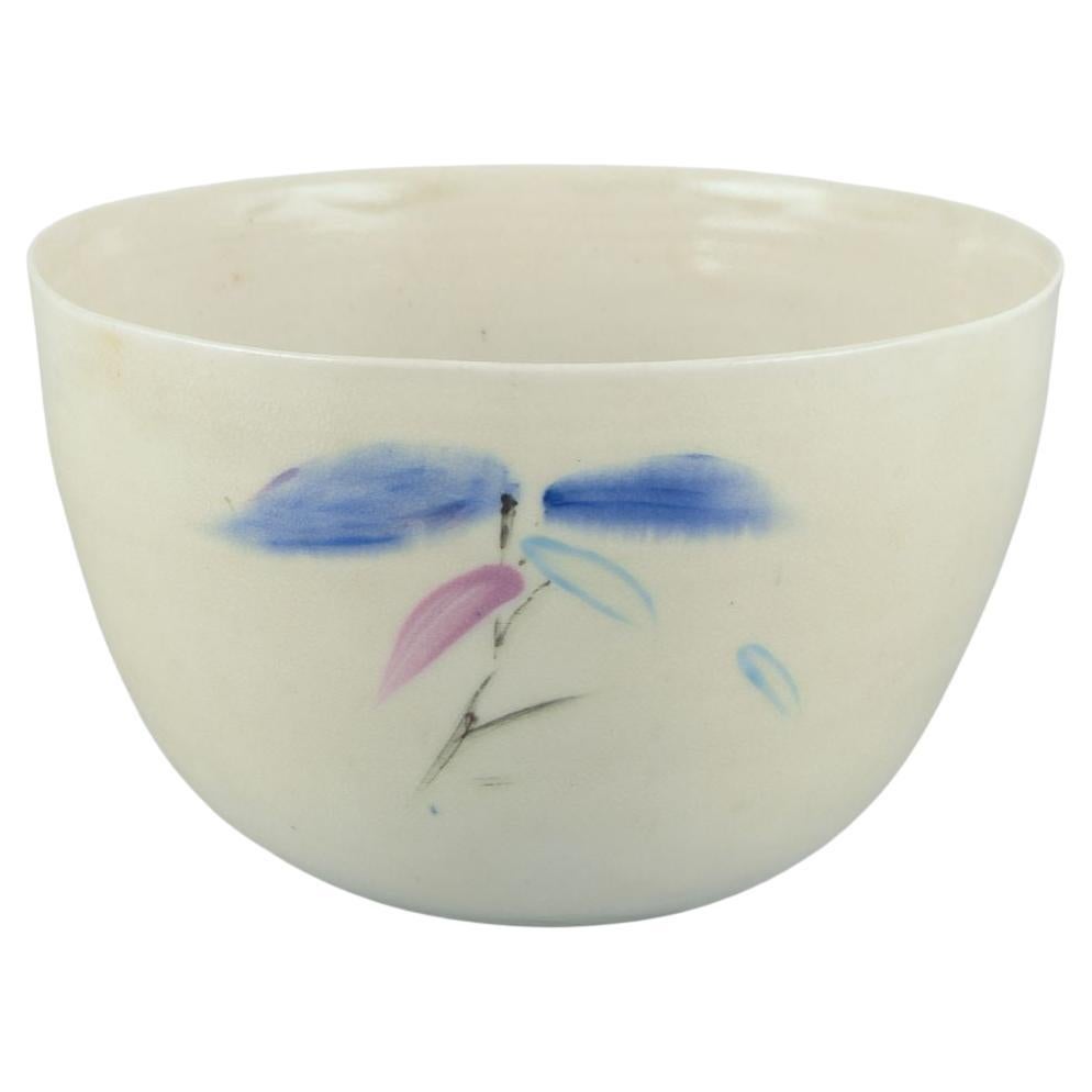 European studio ceramicist. Large bowl with floral motif, 1980s