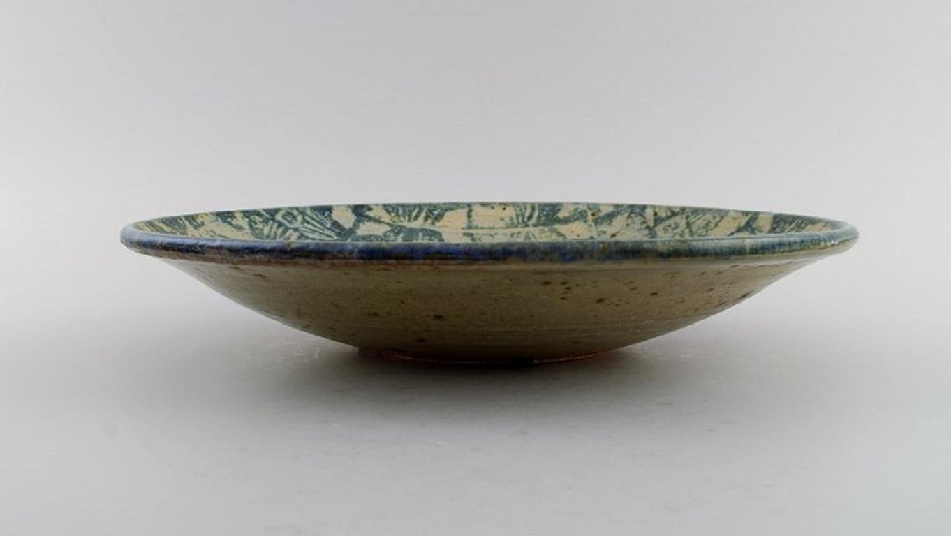 European Studio Ceramicist, Large Unique Bowl / Dish in Glazed Stoneware In Excellent Condition For Sale In Copenhagen, DK